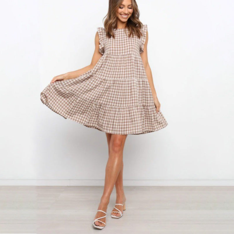 Damklänning A-line Löst Passform Polyesterblandning-3