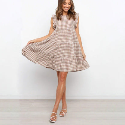 Damklänning A-line Löst Passform Polyesterblandning-3