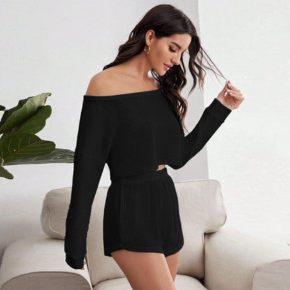 Tvådelat Set Dam Minimalistisk Stil Högkvalitativt Tyg Långärmad-5