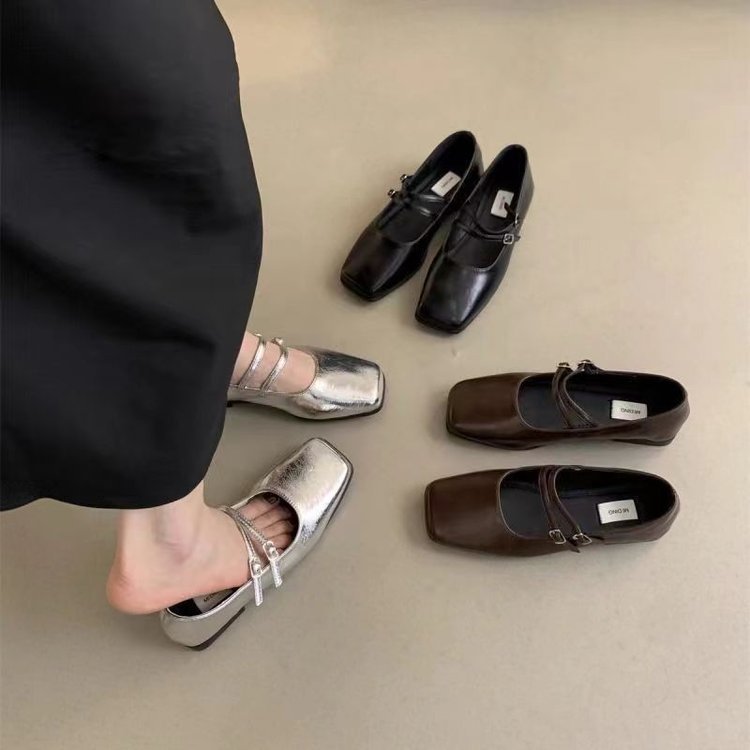 Kvinnors Ballerinaskor Slingback Dubbelremmar Vadderad Innersula 2