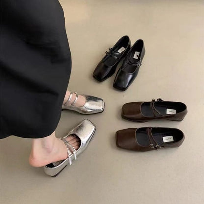 Kvinnors Ballerinaskor Slingback Dubbelremmar Vadderad Innersula 2