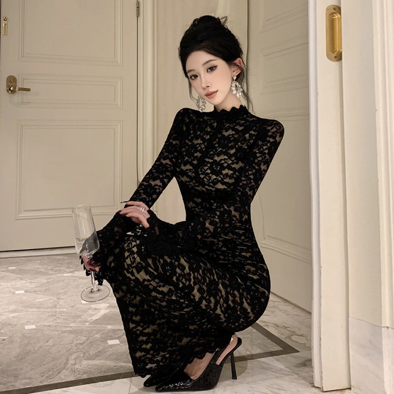 Fina Dam Klänningar Slim Fit Holo Långärmad Elegant Dress-4