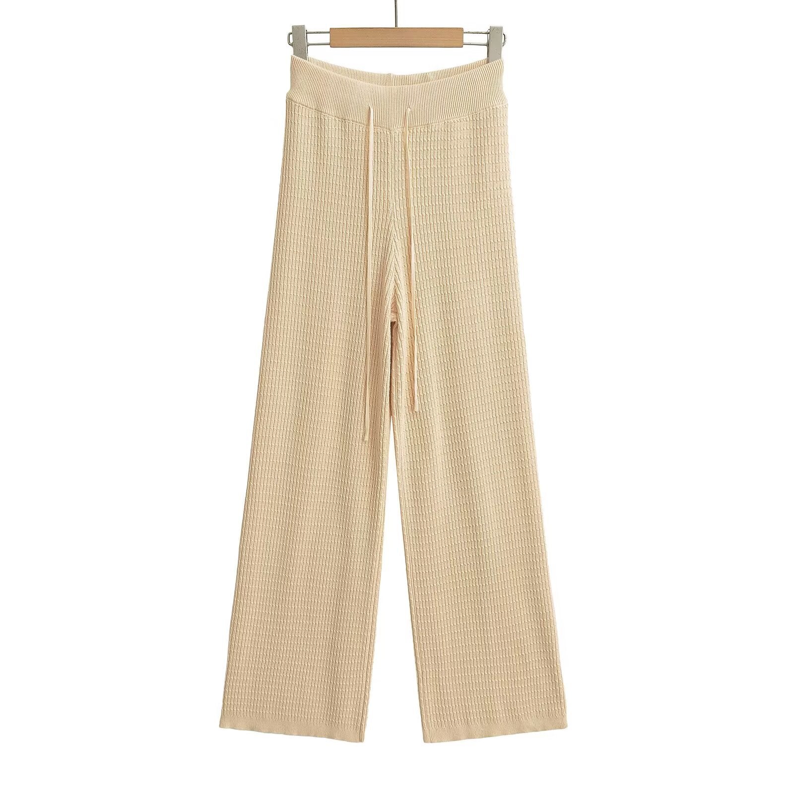 Variant image for Kvinnors Bredbyxor Av Stickat Material Med Hög Midja-5