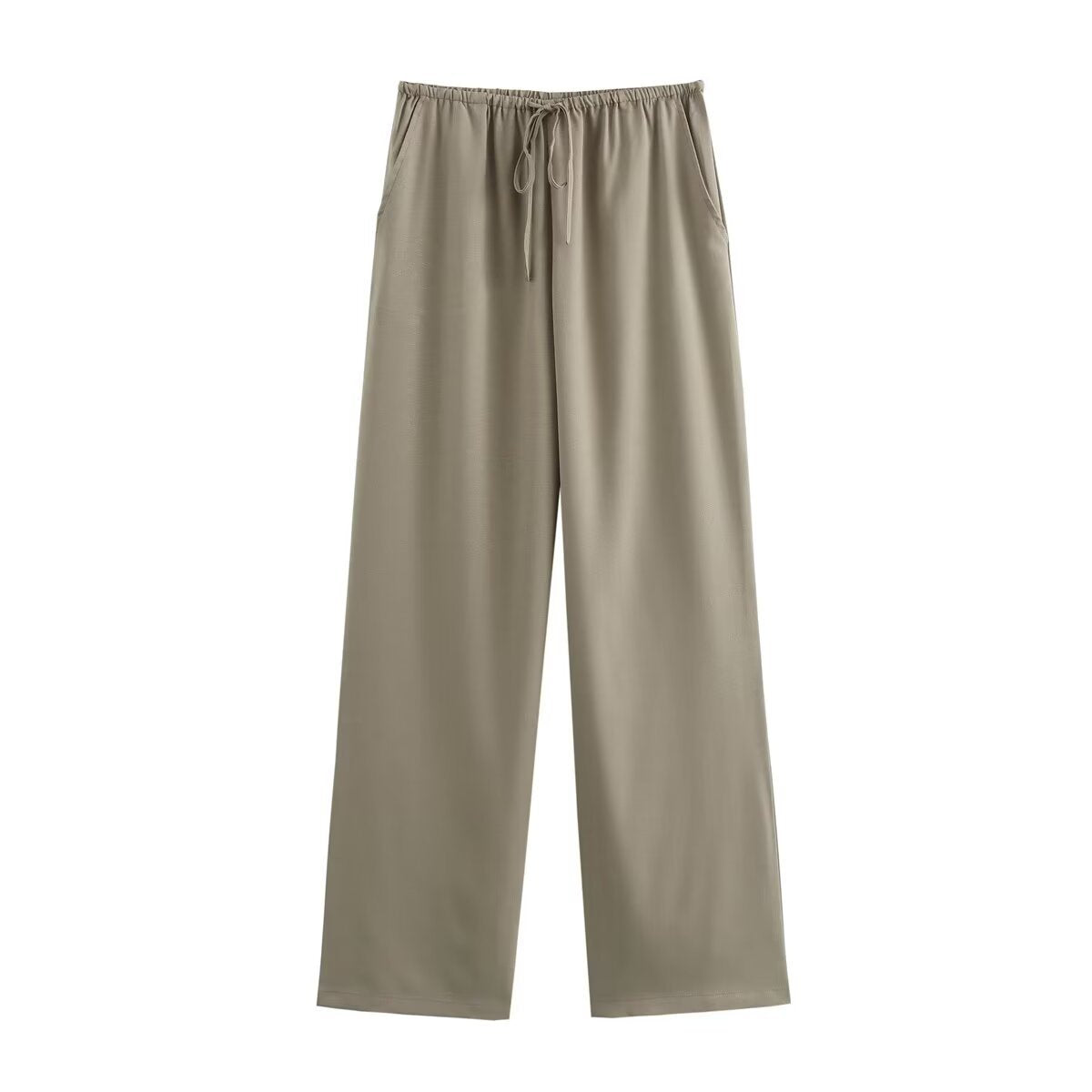 Dam Kimonotopp Set med Raka Byxor Polyester Elegant Avslappnad-4