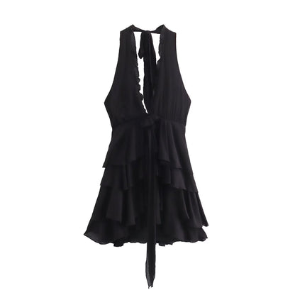 Damklänning Bunden Enkelfärgad Kort Kjol Högkvalitativt Tyg-1