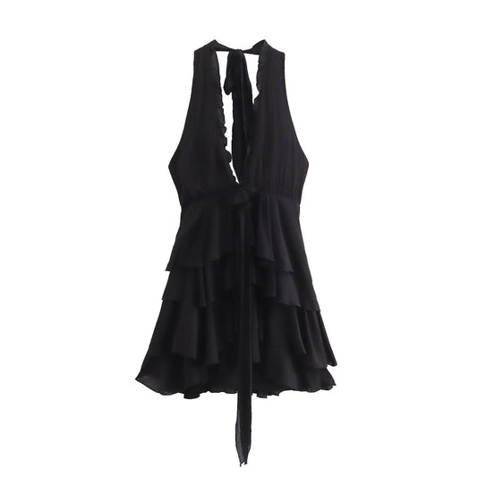 Damklänning Bunden Enkelfärgad Kort Kjol Högkvalitativt Tyg-1