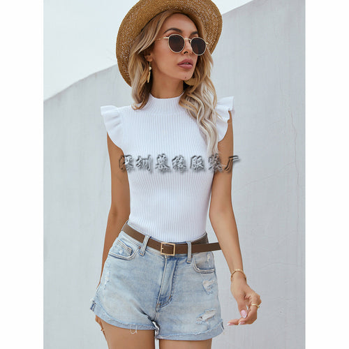 Dam Stickad Väst Monokrom Smal Fit i 100% Bomull-1