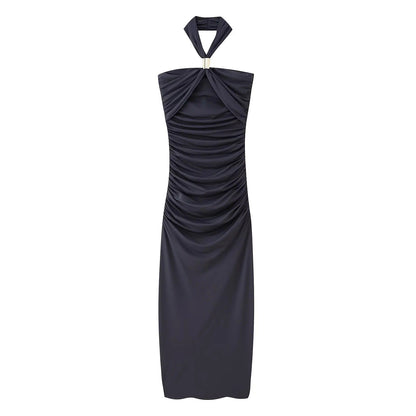 Maxiklänning Dam Wrap Design Mjuk Elastisk Tyg-1