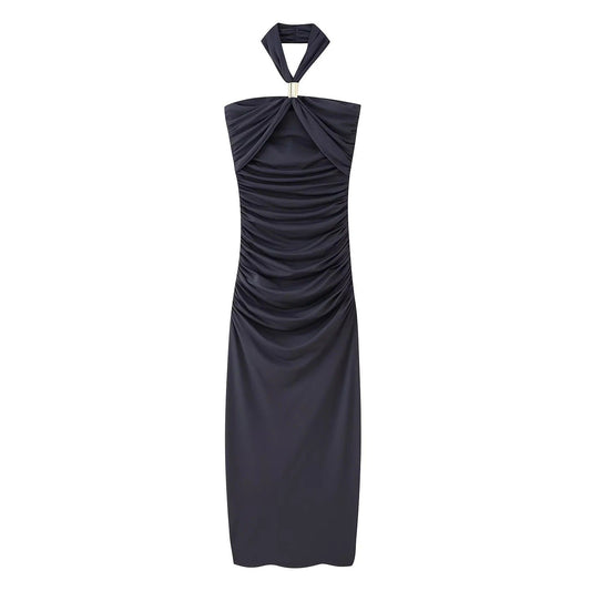 Maxiklänning Dam Wrap Design Mjuk Elastisk Tyg-1