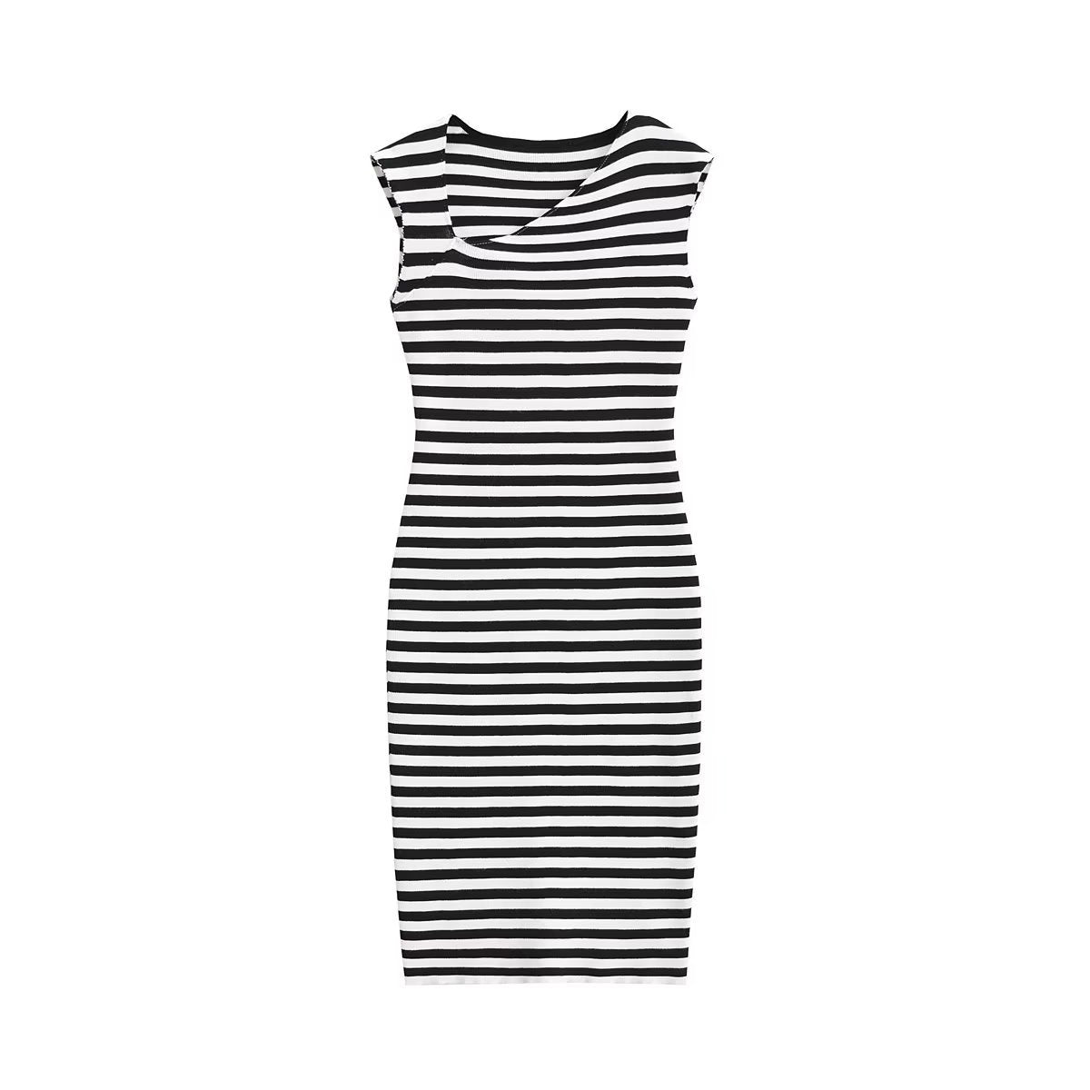 Kvinnors Bodycon Klänning Asymmetrisk Nacke Stickad-1