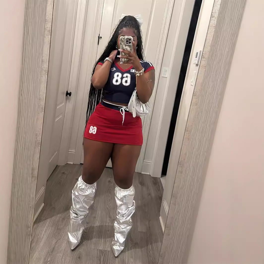 Dam Sportig Kort Topp och Trekvartsbyxor Set i Spandex-3