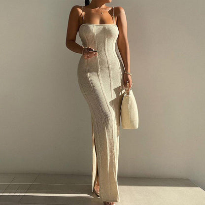 Variant image for Kvinnors Lång Klänning Asymmetrisk Spaghetti Rem Lätt Tyg-1