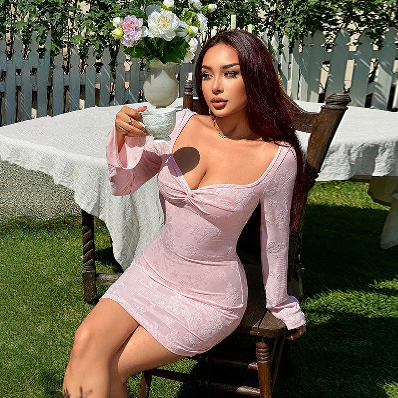 Kvinnors Miniklänning Transparent Topp Blommiga Detaljer Elastiskt Tyg-5