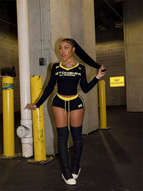 Dam Slim-Fit Top och Capri Shorts Set i Spandex-1