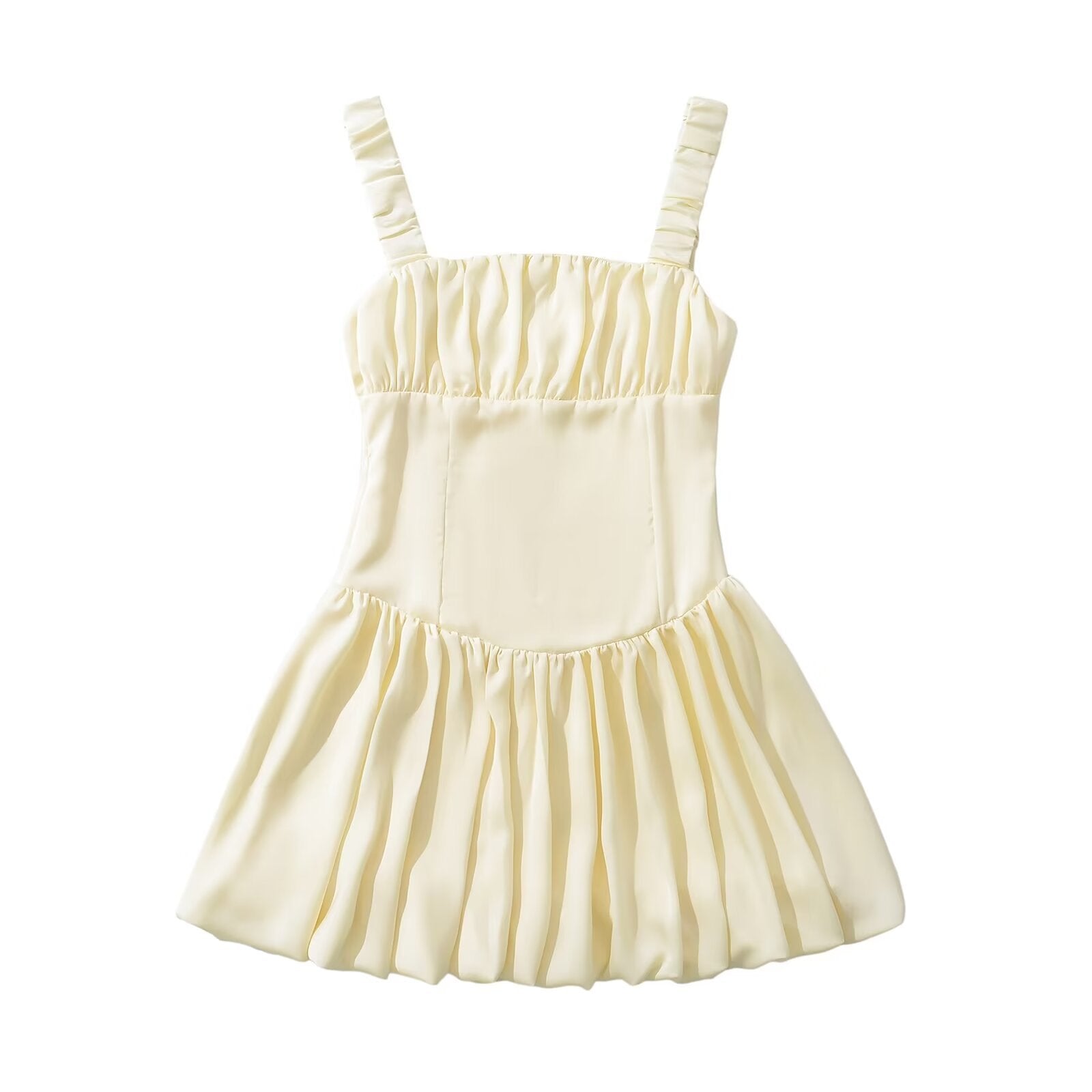 Kvinna A-linjeformad Klänning Kort Polyester Enfärgad-4