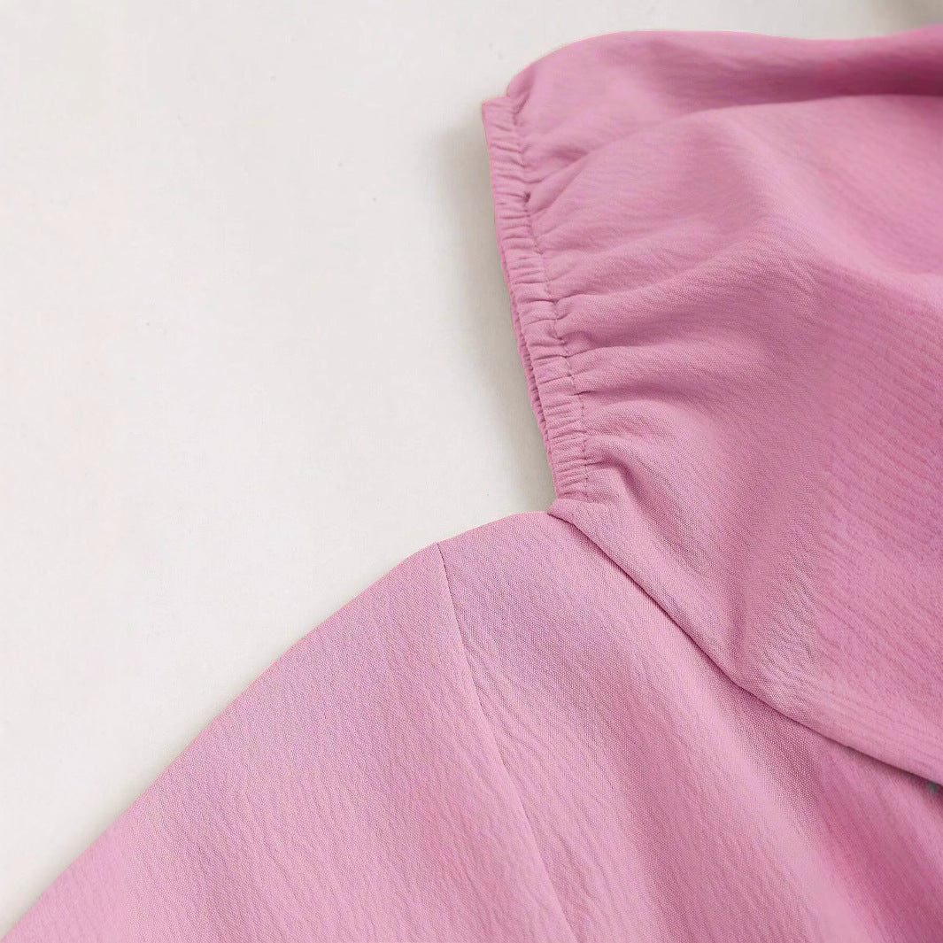 Kvinnors A-Line Klänning Lång Ärmar Polyester Enfärgad Design-5