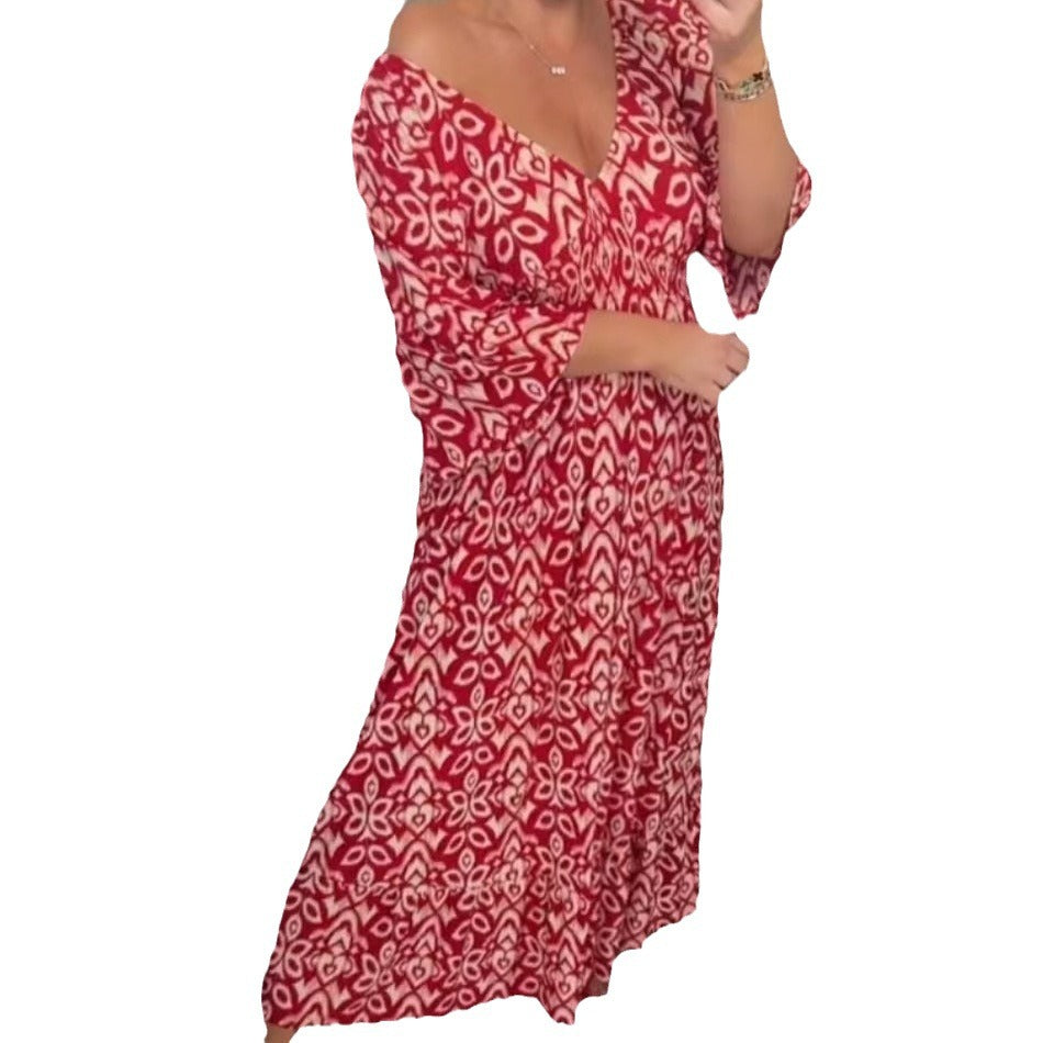 Kvinnors Lång Klänning Trendig Polyester-6