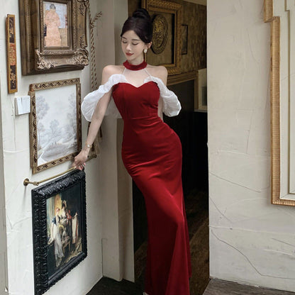 Variant image for Kvinnors Aftonklänning Halterneck Off-Shoulder Tight Polyester-4