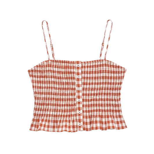 Dam Set Rutig Topp Midi-Kjol Satin 1