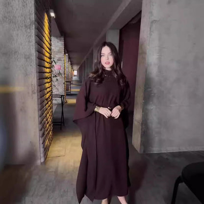 Dam Maxiklänning Etnisk Stil Lång Ärmar Lätt Tyg-4