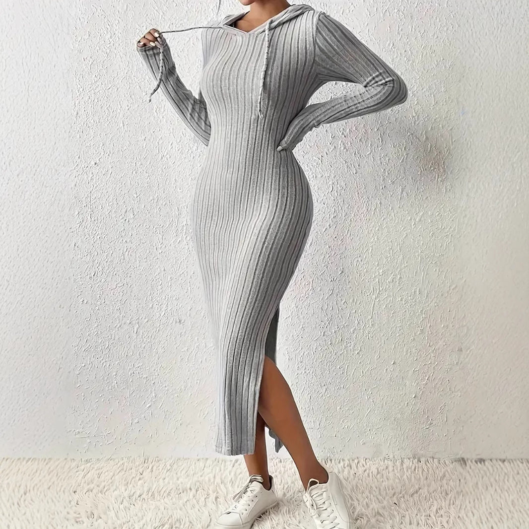 Dam Klänning med Huva Lång Polyester Elegant Casual 2