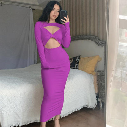 Variant image for Dam Maxiklänning Hög Passform Monokrom Krep Långärmad-7