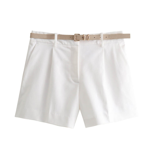 Dam Shorts Hög Midja Lätt Polyester Casual-1