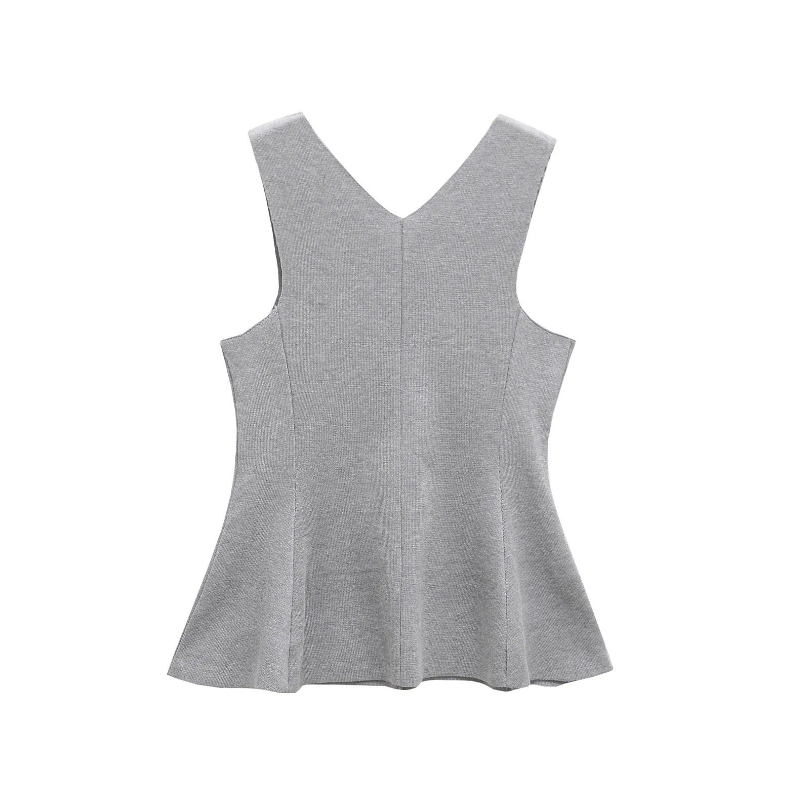 Kvinnors Asymmetrisk Topp V-ringning Peplum Mjukt Tyg-5