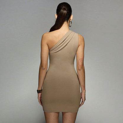 Svart Minikjol Bodycon med Asymmetrisk Halsringning – Kort Polyesterkjol för Dam 3