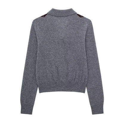 Kvinnors Cardigan Argyle Mönster Klassisk Krage Mjuk Ull 2