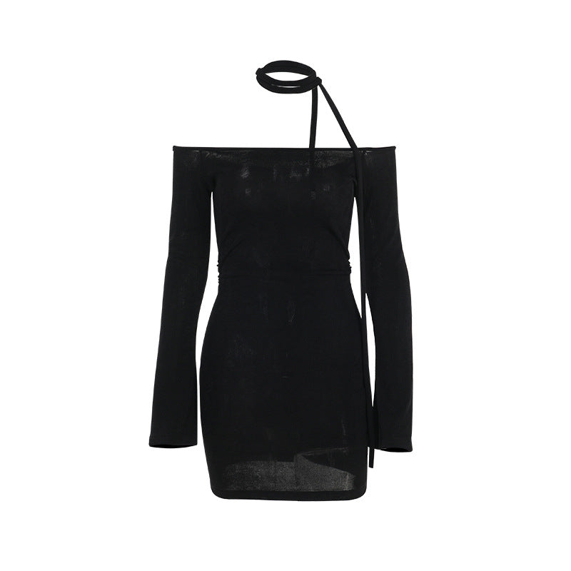 Kvinnors Off-Shoulder Klänning med Rüsch Detaljer i Elastiskt Tyg 6