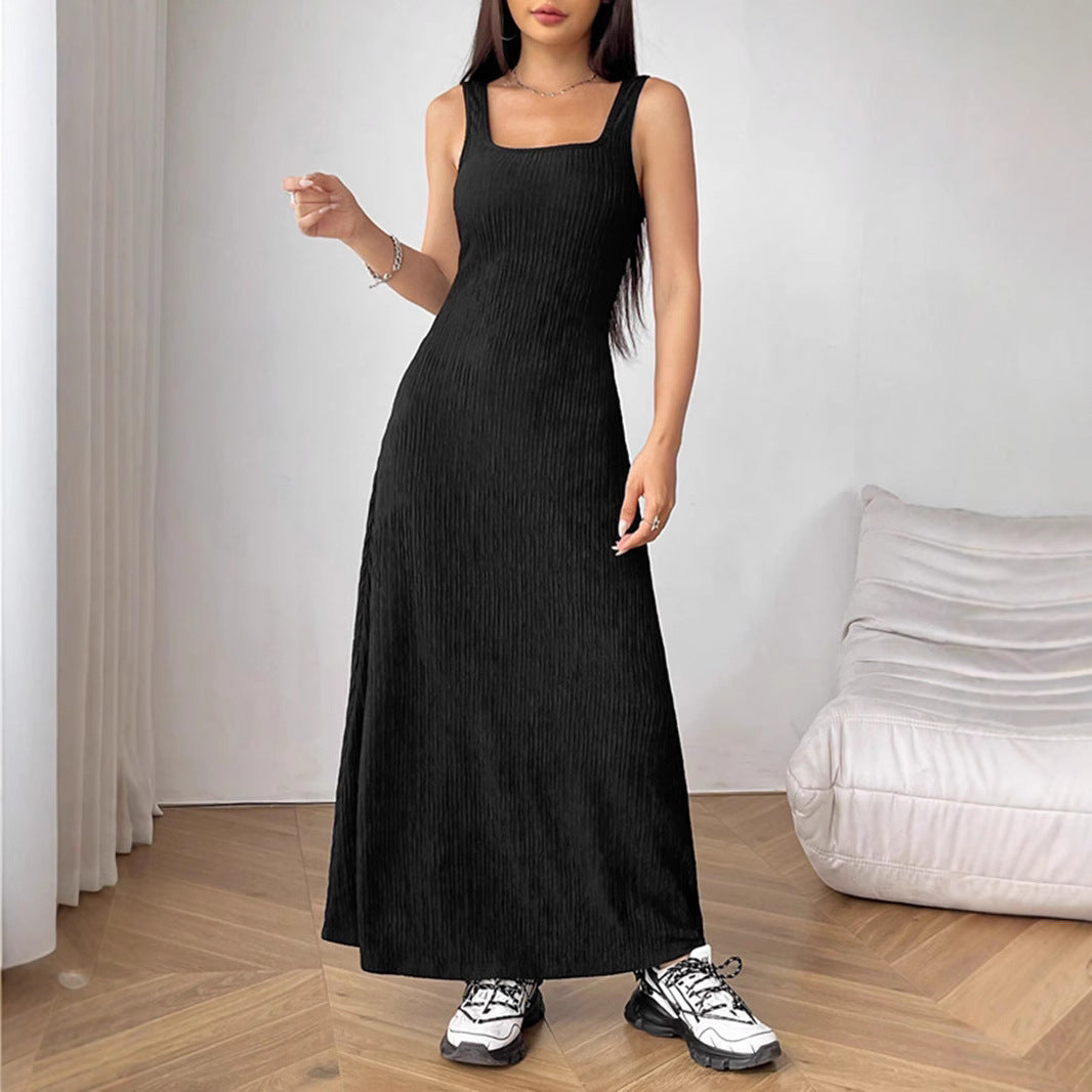 Kvinnors A-linje Klänning Hög Midja Spandex Polyester-3