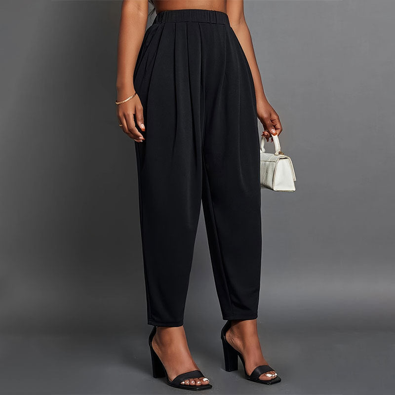 Kvinnor Harembyxor Lös Passform Veckad Design Mjuk Tygblandning 3