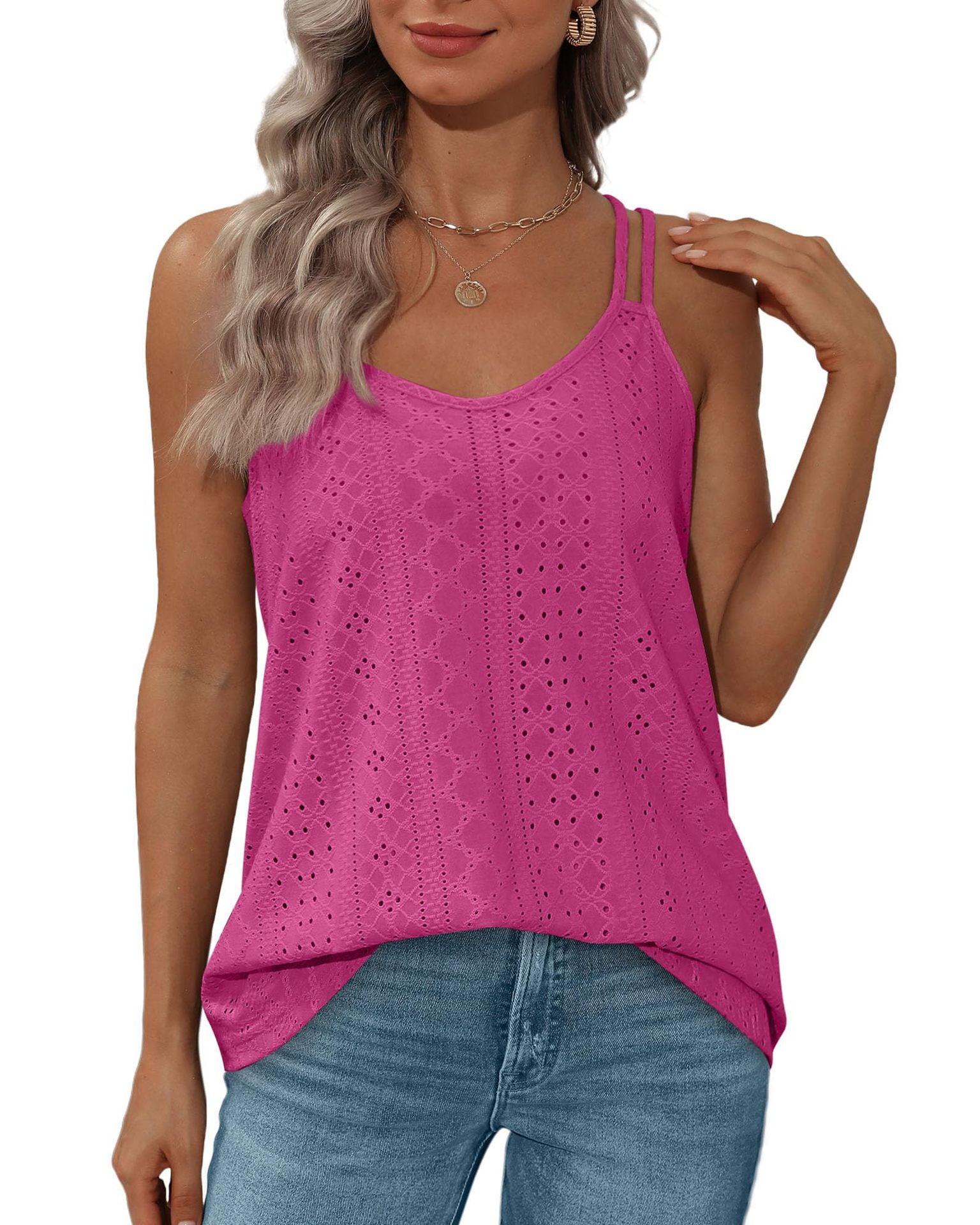 Variant image for Dam Tank Top Ärmlös Rund Krage Polyester Lätt-11