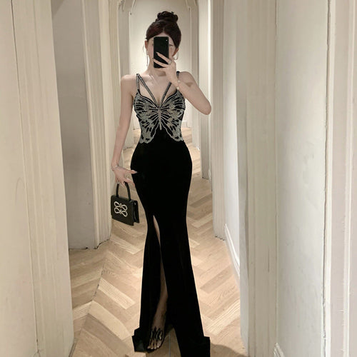 Kvinnor Aftonklänning Lång Fishtail Polyester med Slits-1