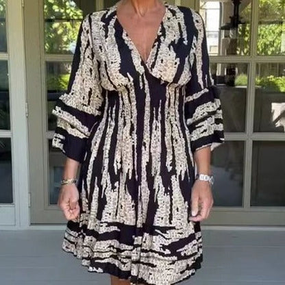 Variant image for Damklänning Midi V-ringning Tre Fjärdedel Ärmar Polyester-1