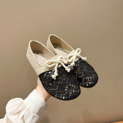 Kvinnors Ballerinas Virkad Design Högkvalitativt Material-1