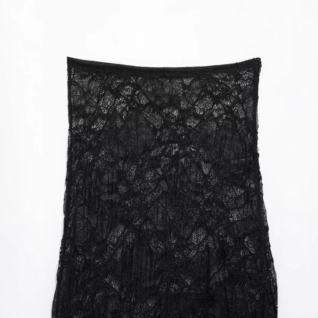 Dam Midi-Rock Slim Fit Spets-3