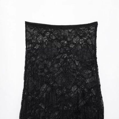 Dam Midi-Rock Slim Fit Spets-3