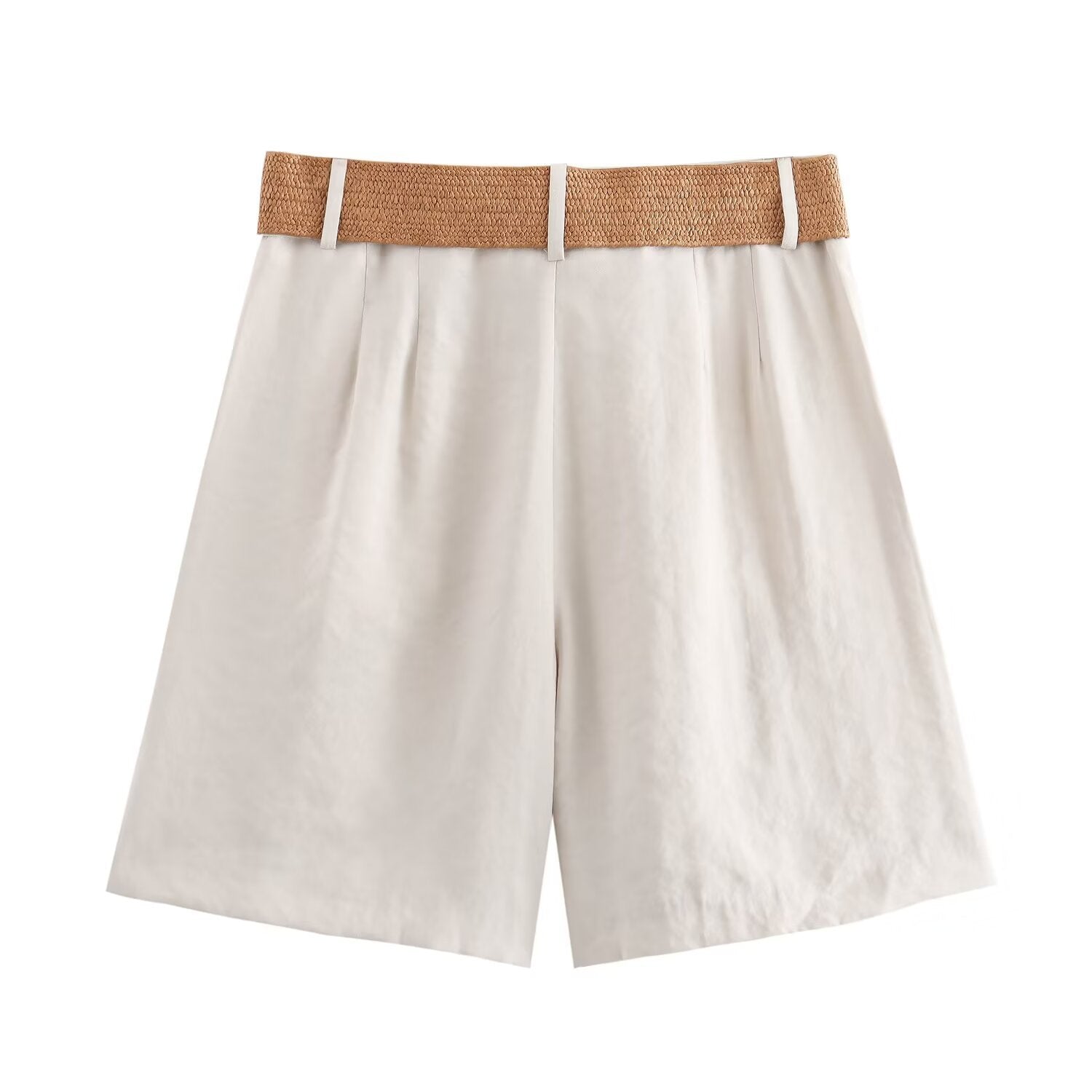 Herr Fritidsbyxor Kort Patchwork Med Bälte Lätta Material-3