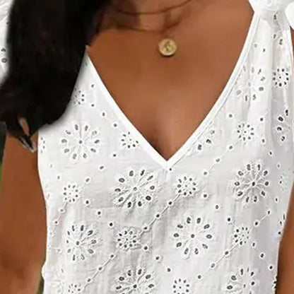 Kvinna A-Linjeformad Klänning Broderad Högkvalitativt Tyg-2