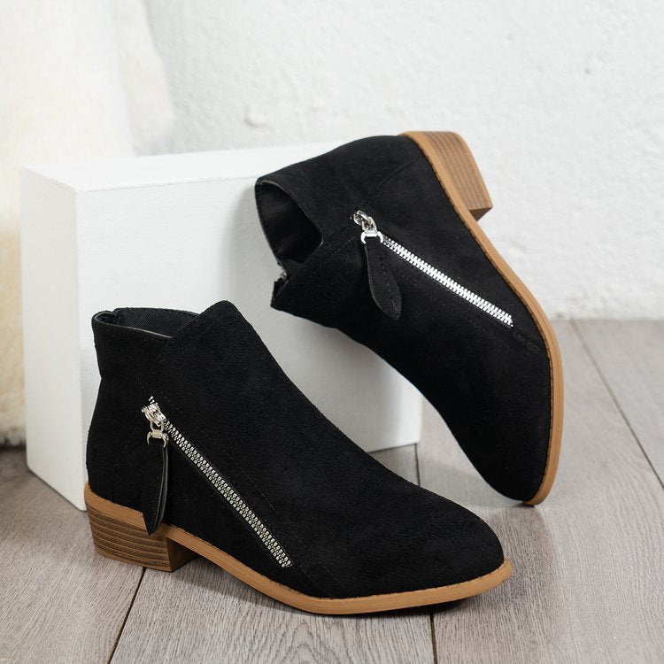 Dam Stövlar i Svart Sammet med Sidodragkedja – Elegant Design och Stabil Klack, Flera Storlekar 10
