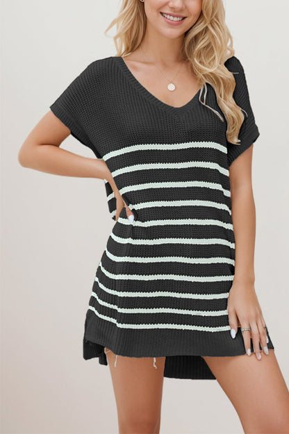 Variant image for Dam Tröja Löst Passande Randig V-ringad Viskos-21