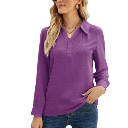 Kvinnors Långärmad Topp Standhals Jacquard Polyester-4