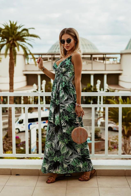 Kvinna A-linjeformad Klänning V-ringad Bohemisk Polyester-1