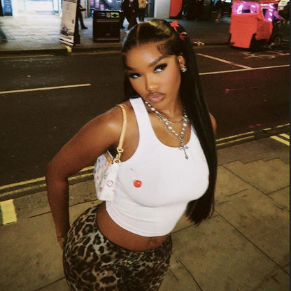 Kvinnors Sportig Topp Figurnära Andningsbart Material med Körsbärsmotiv 3