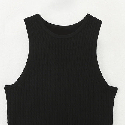 Kvinnors Topp Ribbat Mönster Bomullsmix-3