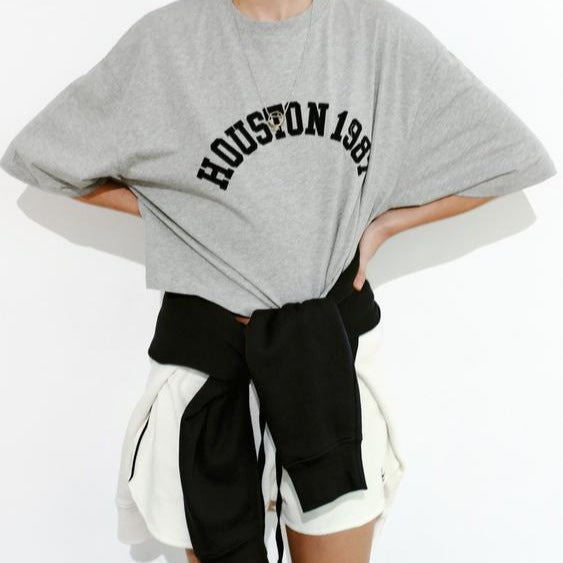 Dam T-shirt Överdimensionerad med Kreativa Bokstäver i Högkvalitativ Bomullsblandning 2