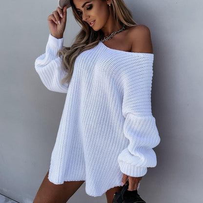 Dam Tröja V-ringning Puffärmar Ekologisk Bomull 14