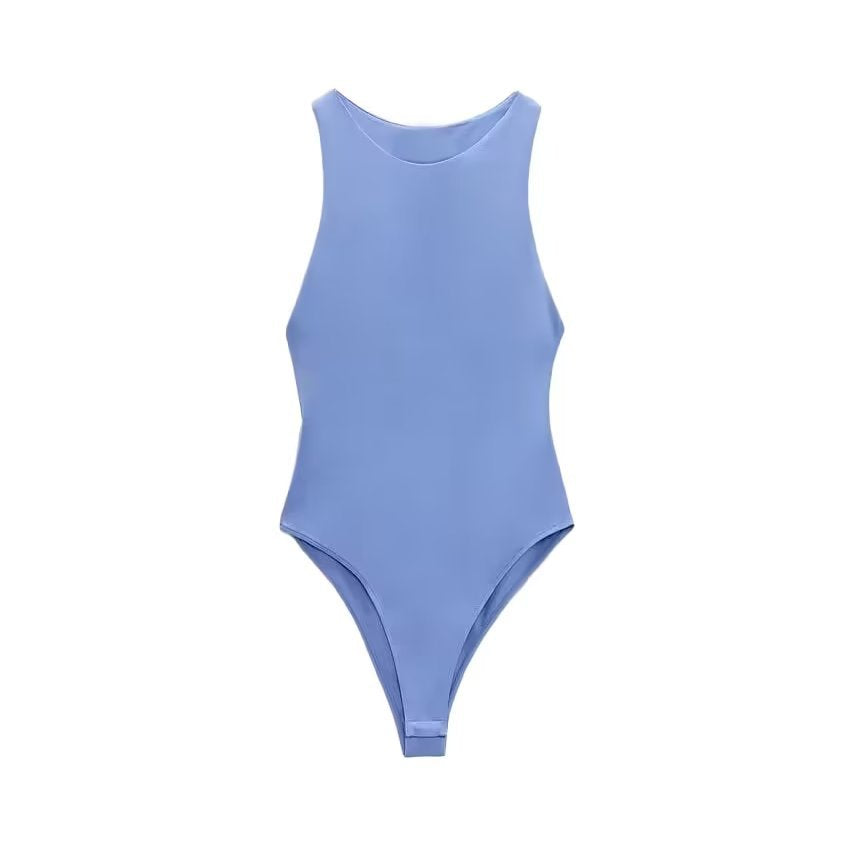 Dam Bodysuit Monokrom Knäppning Polyester-5